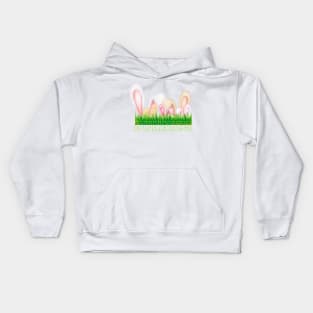 Bunnies in the grass Kids Hoodie